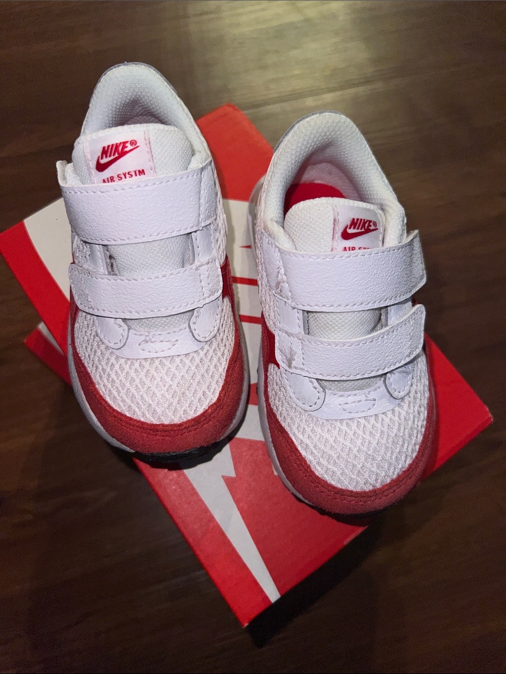 Nike White and Red Toddler Velcro Sneakers